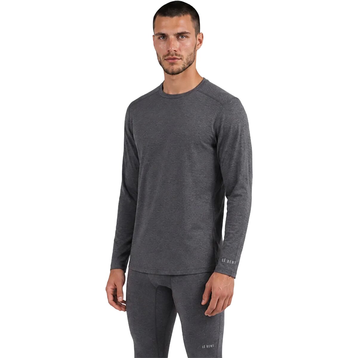 Image of Le Bent Heavyweight Antarctic Grid Fleece Crew - Men's Dark Heather Grey, XL
