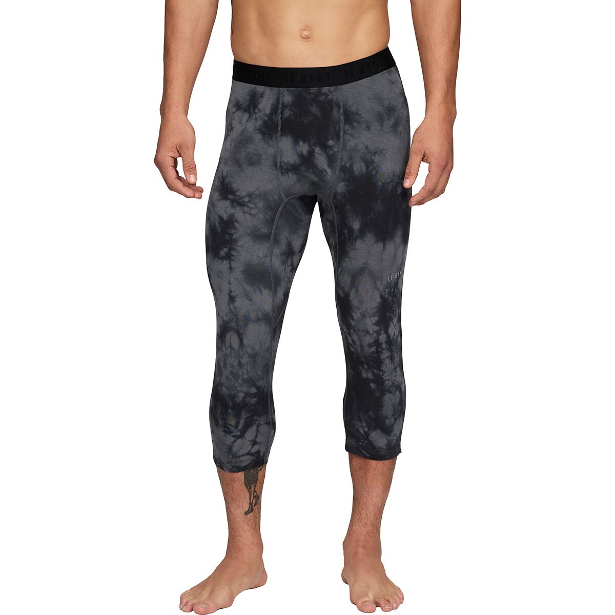 Image of Le Bent Lightweight 3/4 Bottom - Men's Charcoal Tie Dye, XL