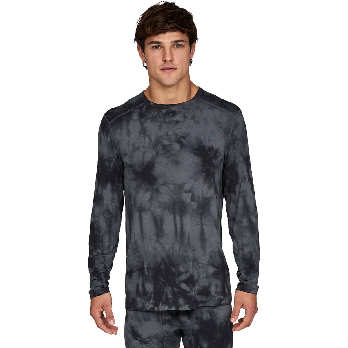 Image of Le Bent Lightweight Crew - Men's Charcoal Tie Dye, S