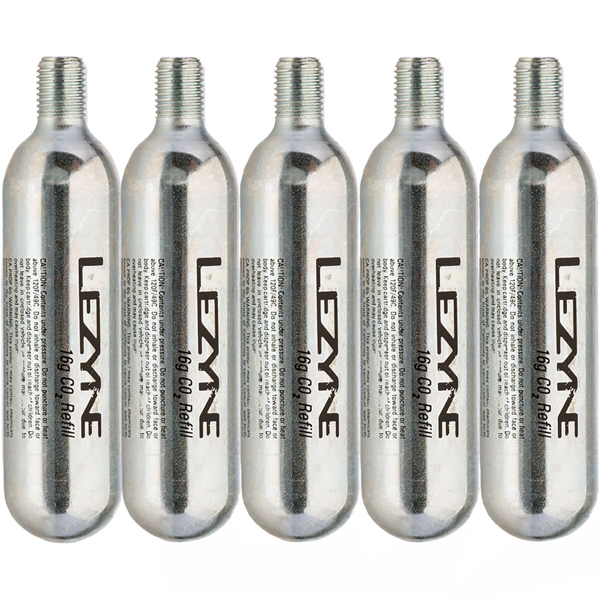 Lezyne Lezyne 16G Threaded CO2 Cartridge - 5-Pack Refill Silver, One Size