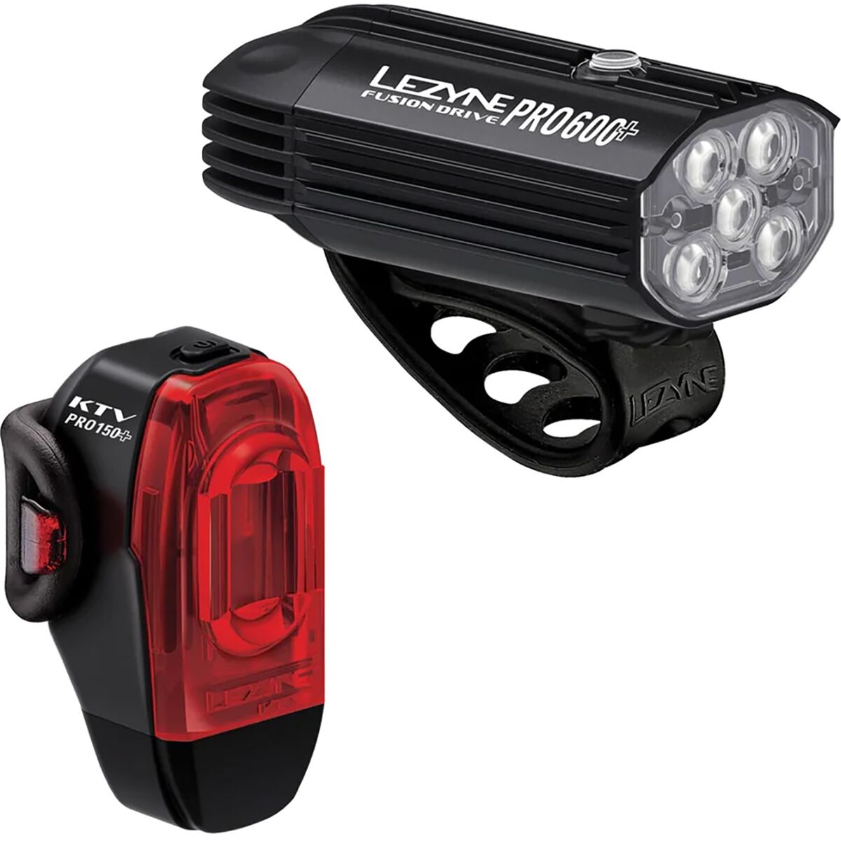 Image of Lezyne Fusion Drive Pro 600 Plus + KTV Drive Pro Plus Light Pair Satin Black/Black, One Size