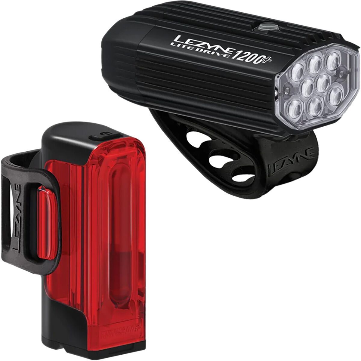 Image of Lezyne Lite Drive 1200 Plus + Strip Drive Pro 400 Plus Light Pair Satin Black/Black, One Size