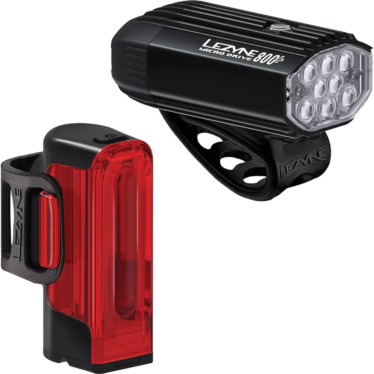 Image of Lezyne Micro Drive 800 Plus + Strip Drive 300 Plus Light Pair Satin Black/Black, One Size