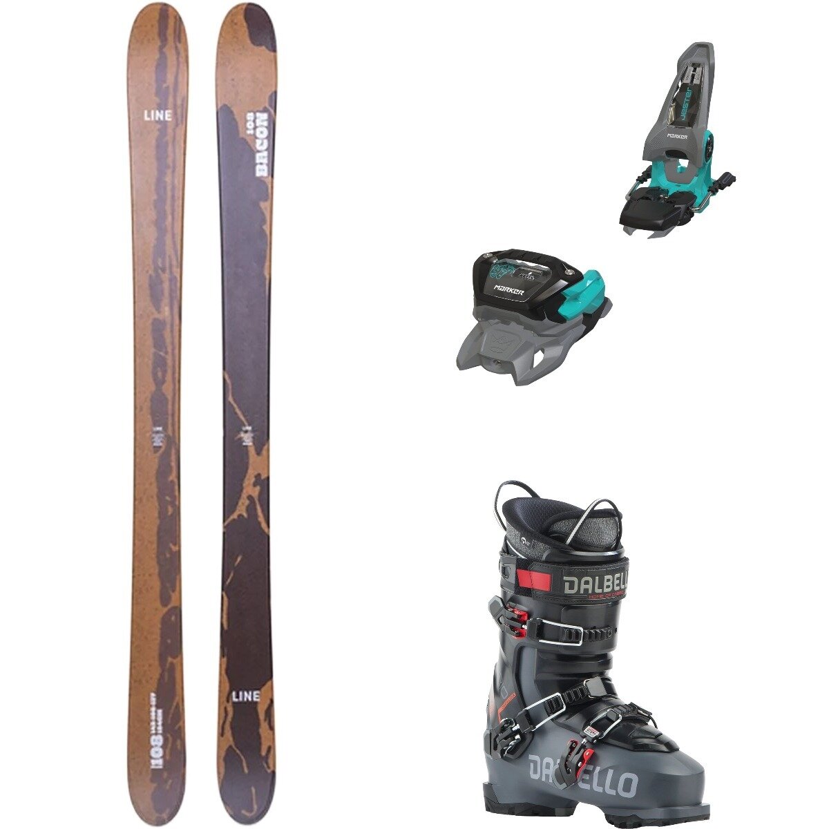Line Line Bacon 108 Ski + Jester 16 ID + Cabrio MV 120 Boot - 2026 One Col,Gray/Turq,Grey/Blk, 184cm,110mm,29.5 - $1469.95 at Backcountry.com