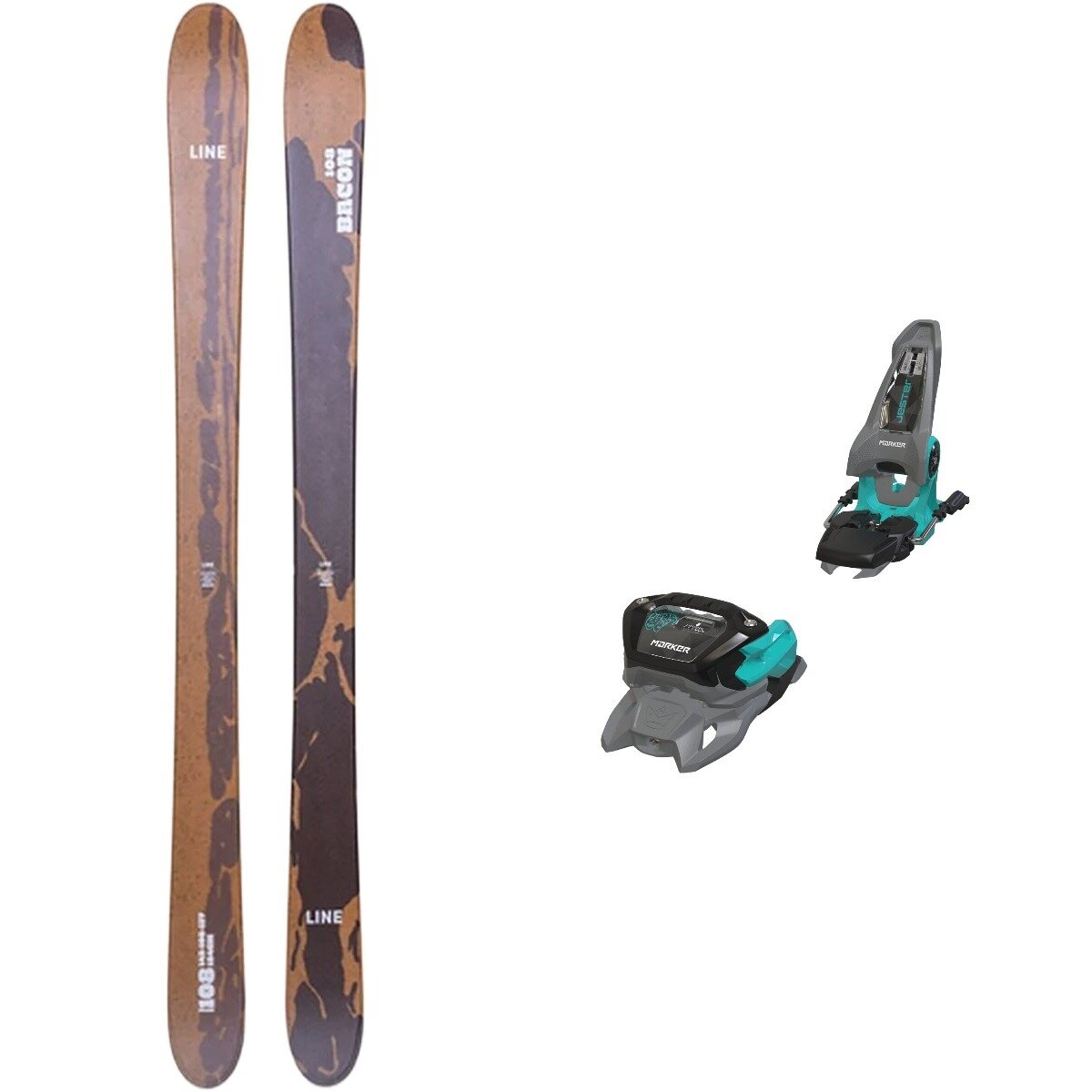 Line Line Bacon 108 Ski + Jester 16 ID Binding - 2026 One Col,Gray/Turq, 172cm,110mm - $959.96 at Backcountry.com