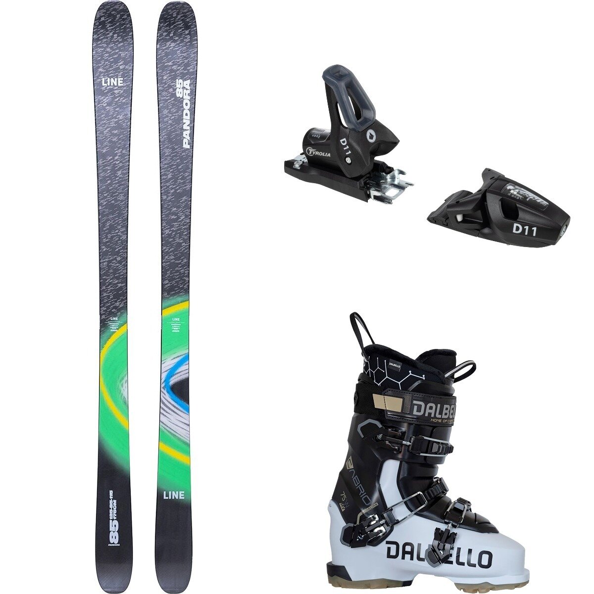 Line Pandora 85 Ski + D11 GW + Cabrio MV 75W Boot - 2026 One Col,Solid Blk,Pol/Blk, 147cm,90mm,23.5