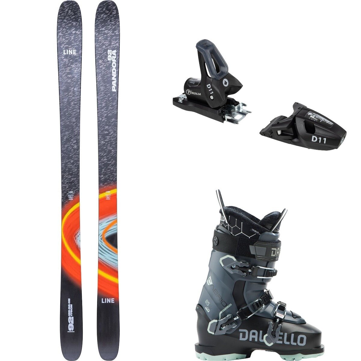 Line Pandora 92 Ski + D11 GW Binding + Cabrio MV 85 Boot - 2026 One Col,Solid Blk,Blk/Antr, 147cm,90mm,27.5