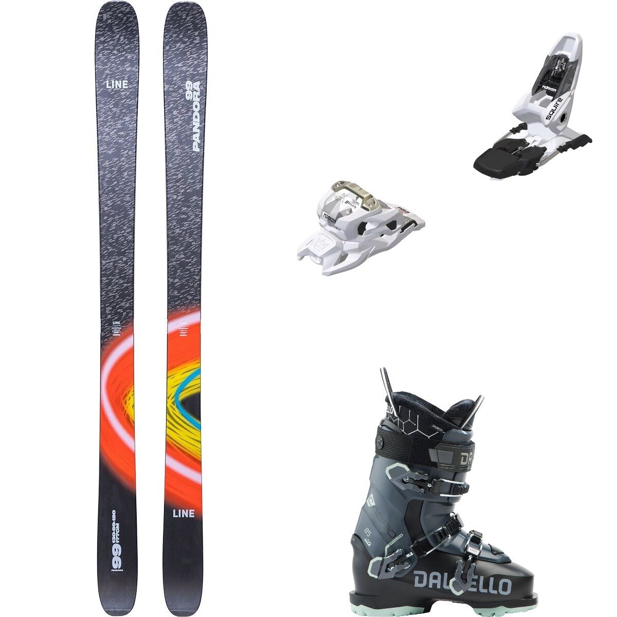 Line Pandora 99 Ski + Squire 11 + Cabrio MV 85W Boot - 2026 One Col,White,Blk/Antr, 156cm,100mm,27.5