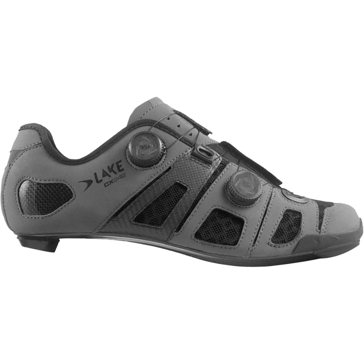 Image of Lake CX242 Wide Cycling Shoe - Men's Matte Grey/Black, 40.0