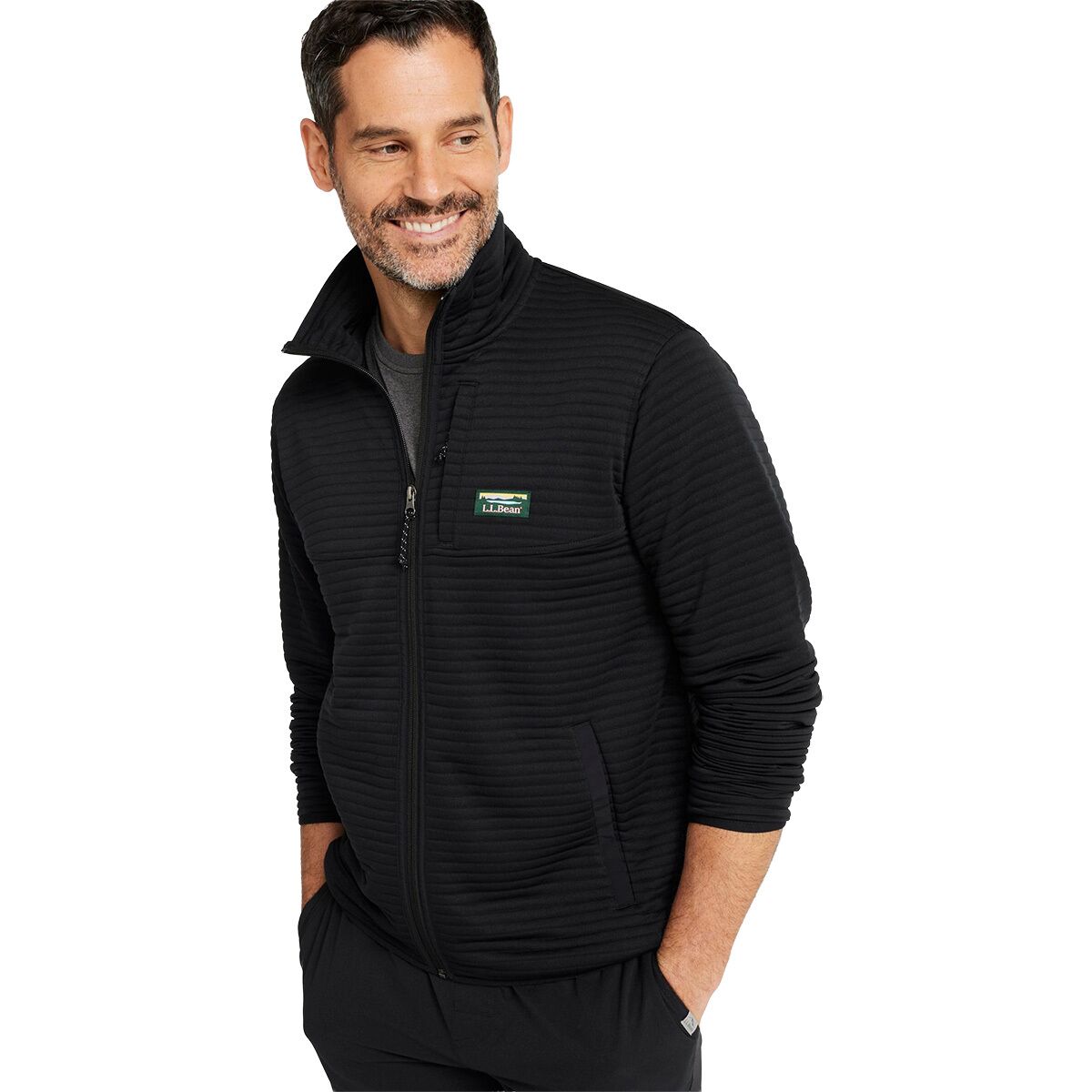 Image of L.L.Bean Airlight Knit Full-Zip Sweatshirt - Men's Mid-Night Black, M