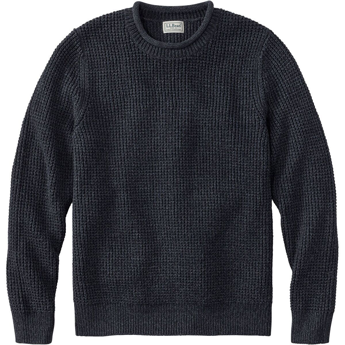 Image of L.L.Bean Bean's Organic Waffle Rollneck Crew Sweater - Men's Faded Black, S