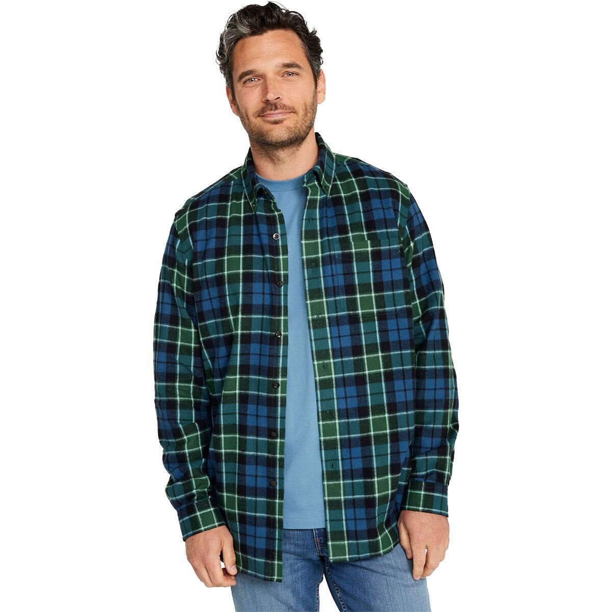 L.L.Bean Scotch Plaid Flannel Long-Sleeve Shirt - Men