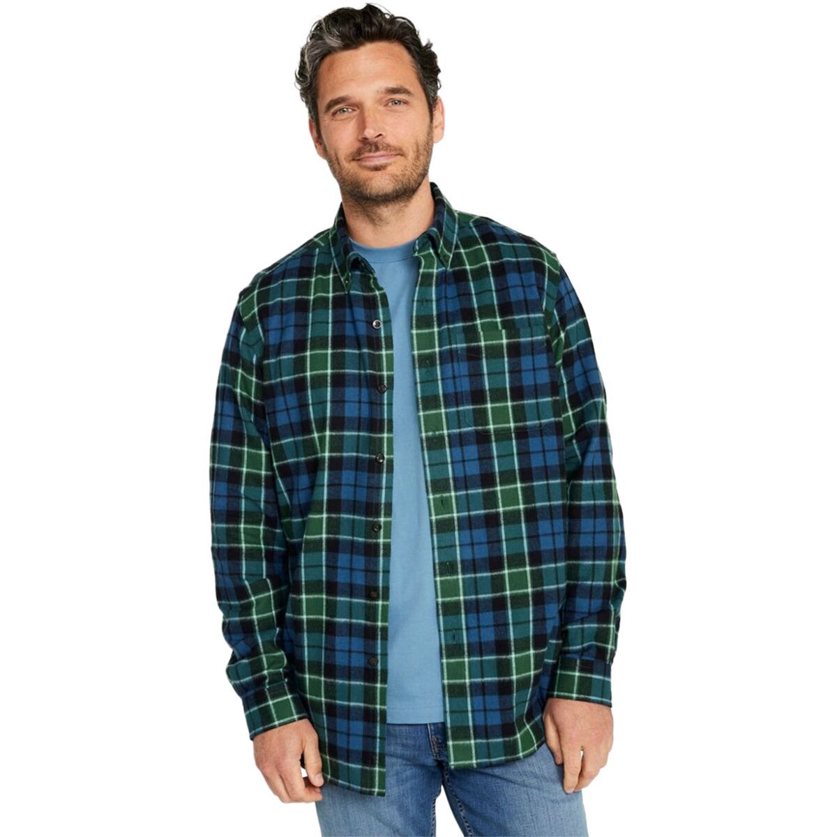 L.L.Bean Scotch Plaid Flannel Long-Sleeve Shirt - Men