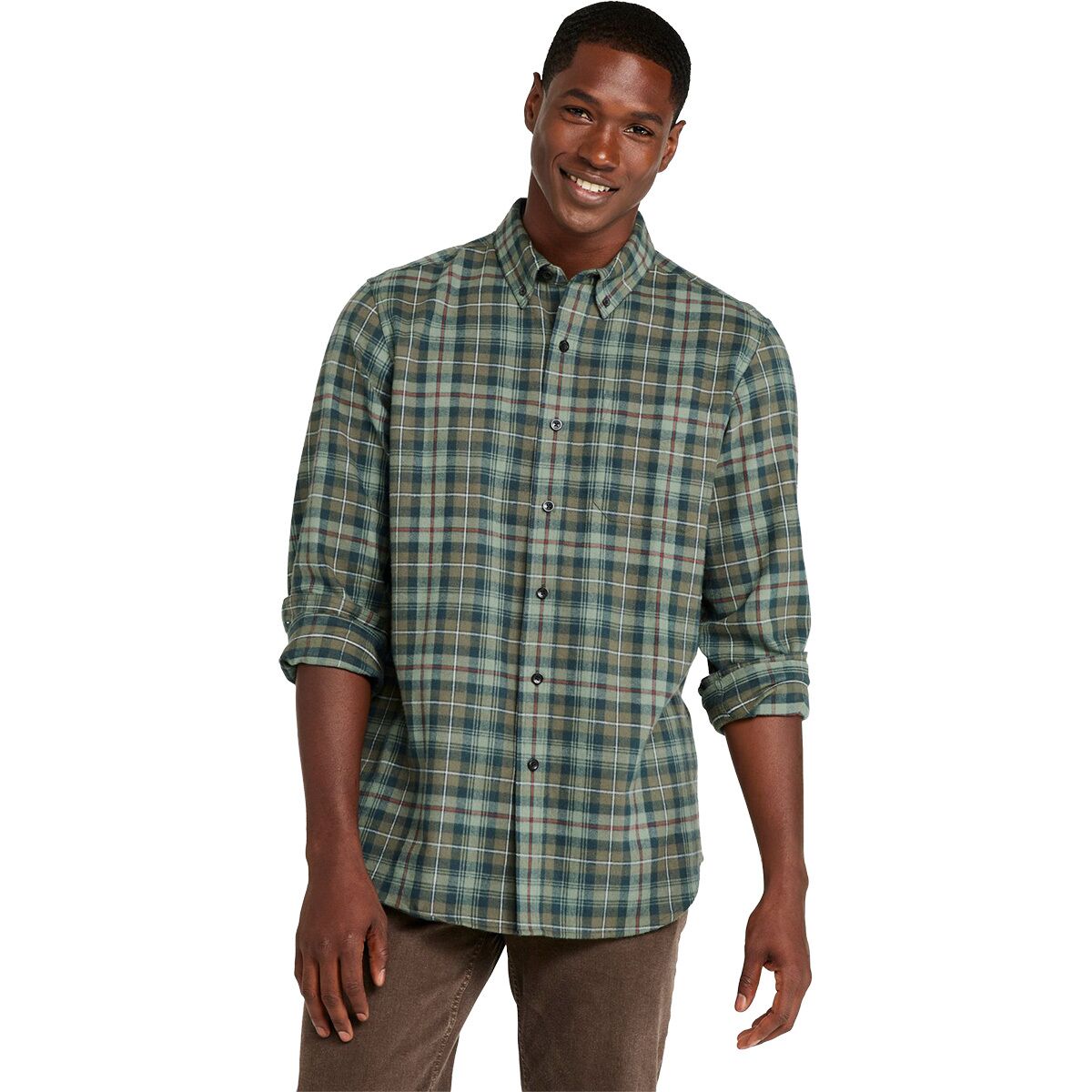 Image of L.L.Bean Scotch Plaid Flannel Long-Sleeve Shirt - Men's MacKenzie Weathered, S