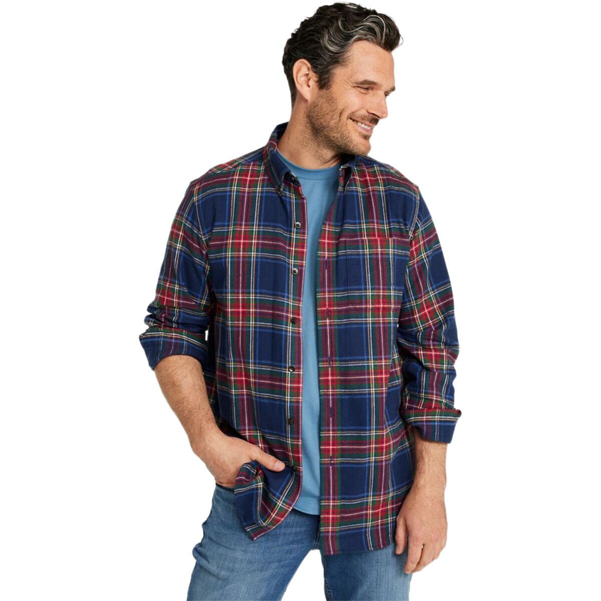 L.L.Bean Scotch Plaid Flannel Long-Sleeve Shirt - Men