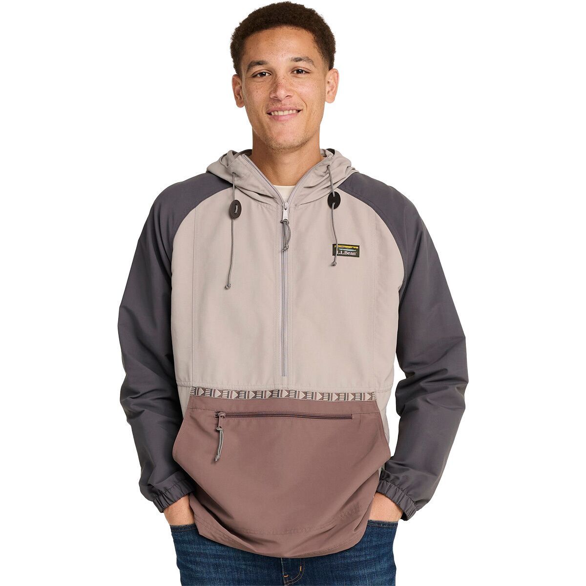 Image of L.L.Bean Mountain Classic Multi Color Anorak - Men's Shore Sand/Weathered Oak, L