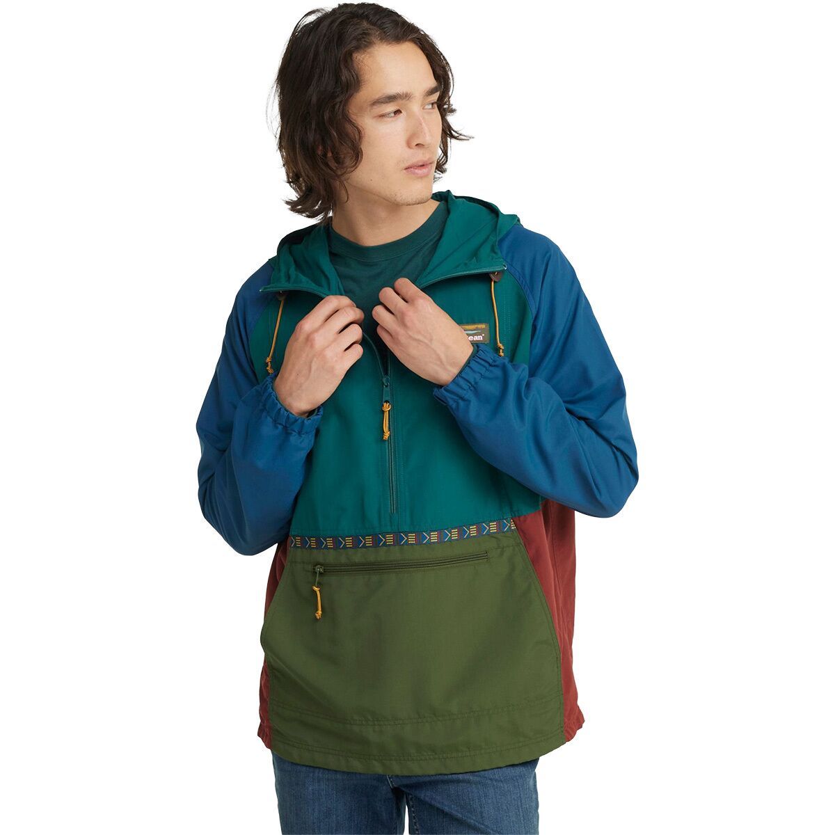 Image of L.L.Bean Mountain Classic Multi Color Anorak - Men's Spruce/Tuscan Olive, L