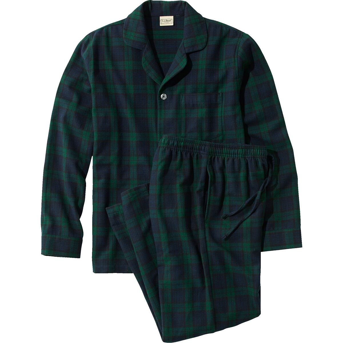 Image of L.L.Bean Scotch Plaid Flannel Pajamas - Men's Black Watch Tartan, XL