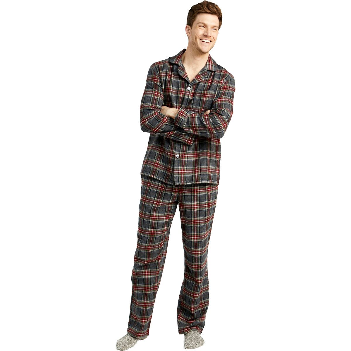 Image of L.L.Bean Scotch Plaid Flannel Pajamas - Men's Grey Stewart, M