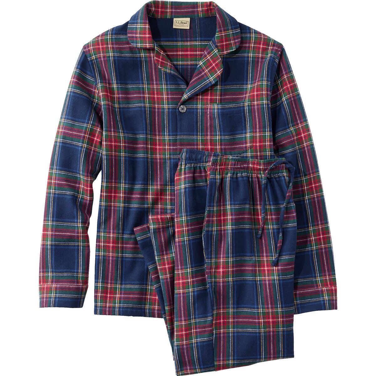 Image of L.L.Bean Scotch Plaid Flannel Pajamas - Men's Navy Stewart, L