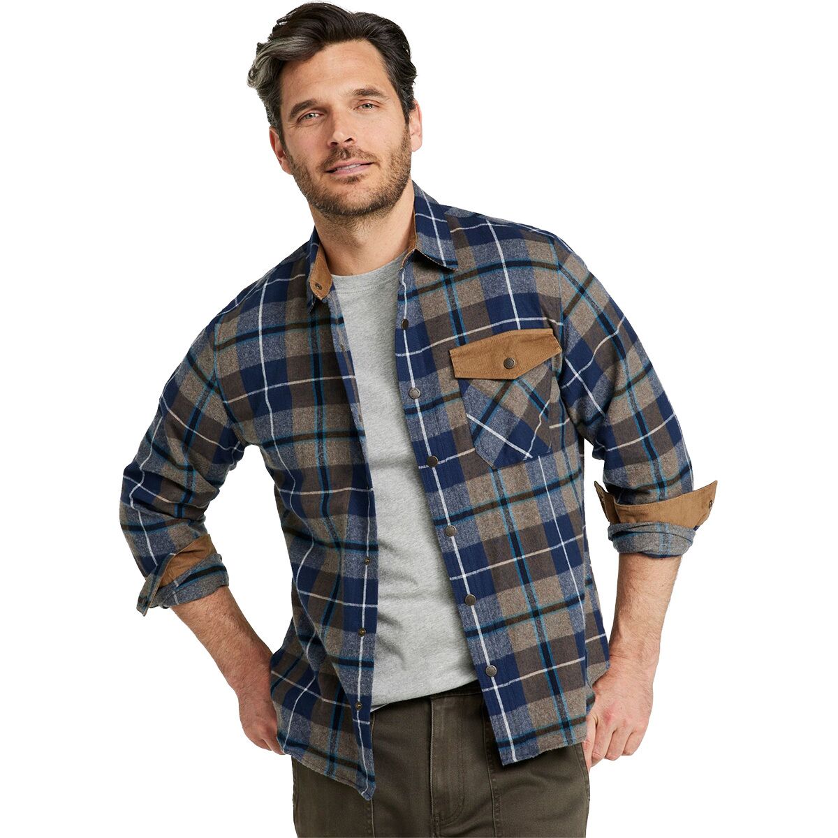 L.L.Bean Scotch Plaid Untucked Fitted Flannel Snap Shirt - Men