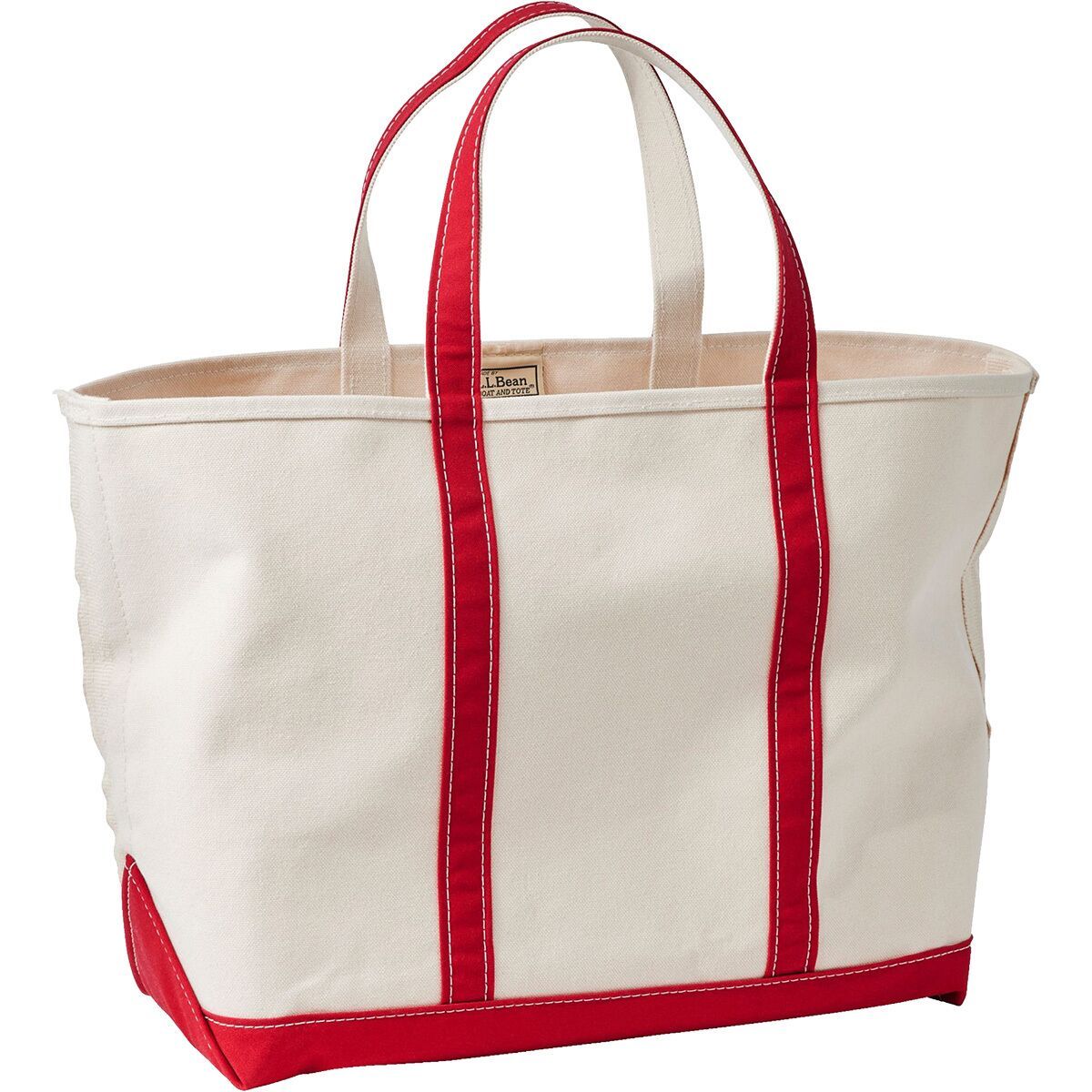 Image of L.L.Bean Boat And Tote Large Open-Top Tote Bag Red Trim, One Size