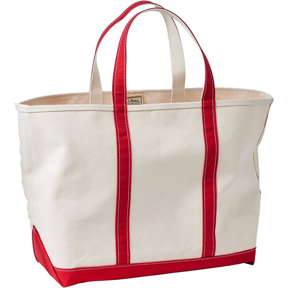 L.L.Bean Boat And Tote Large Open-Top Tote Bag Red Trim