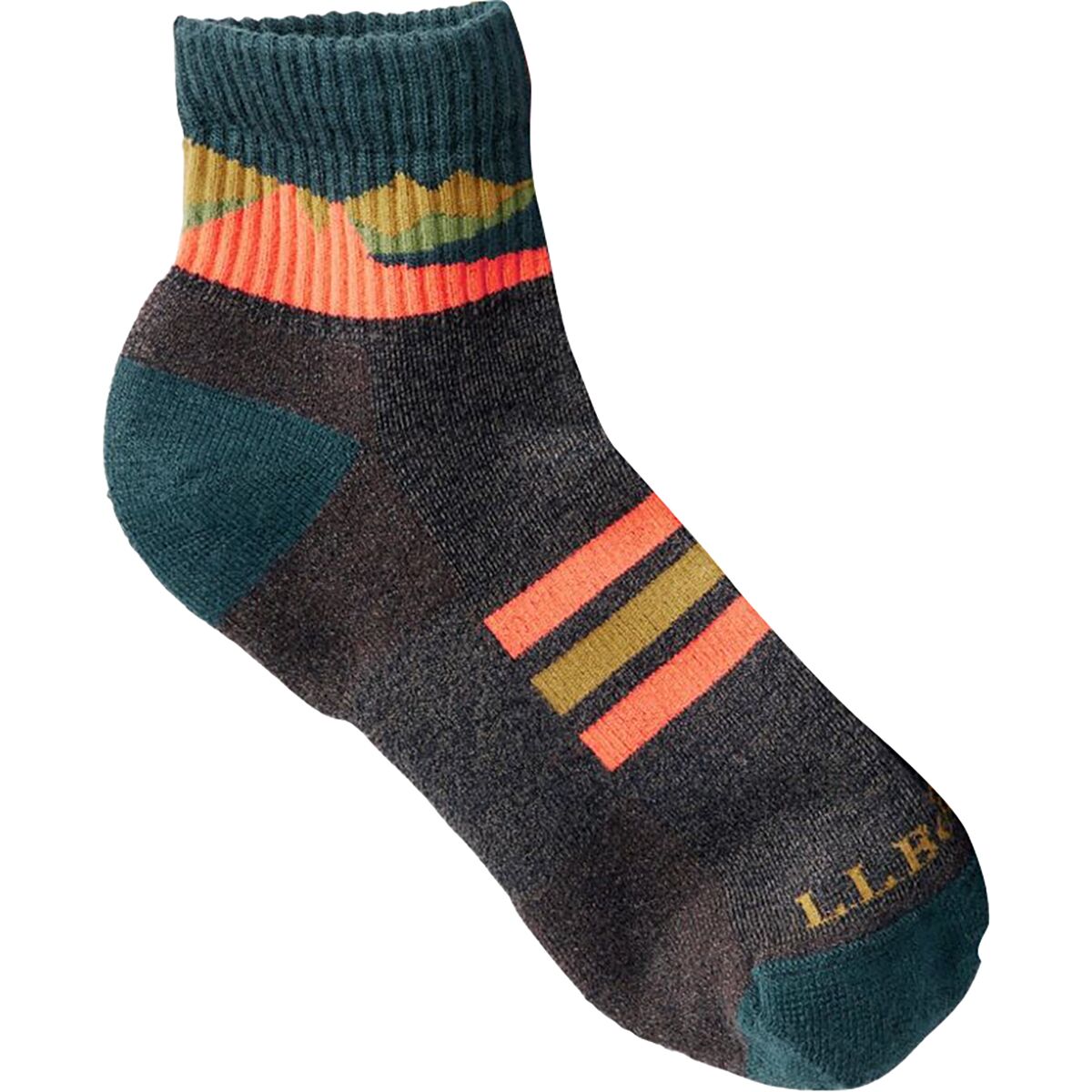 L.L.Bean L.L.Bean Katahdin Hiker 1/4 Crew Sock Hazelnut/Shadow Green, L