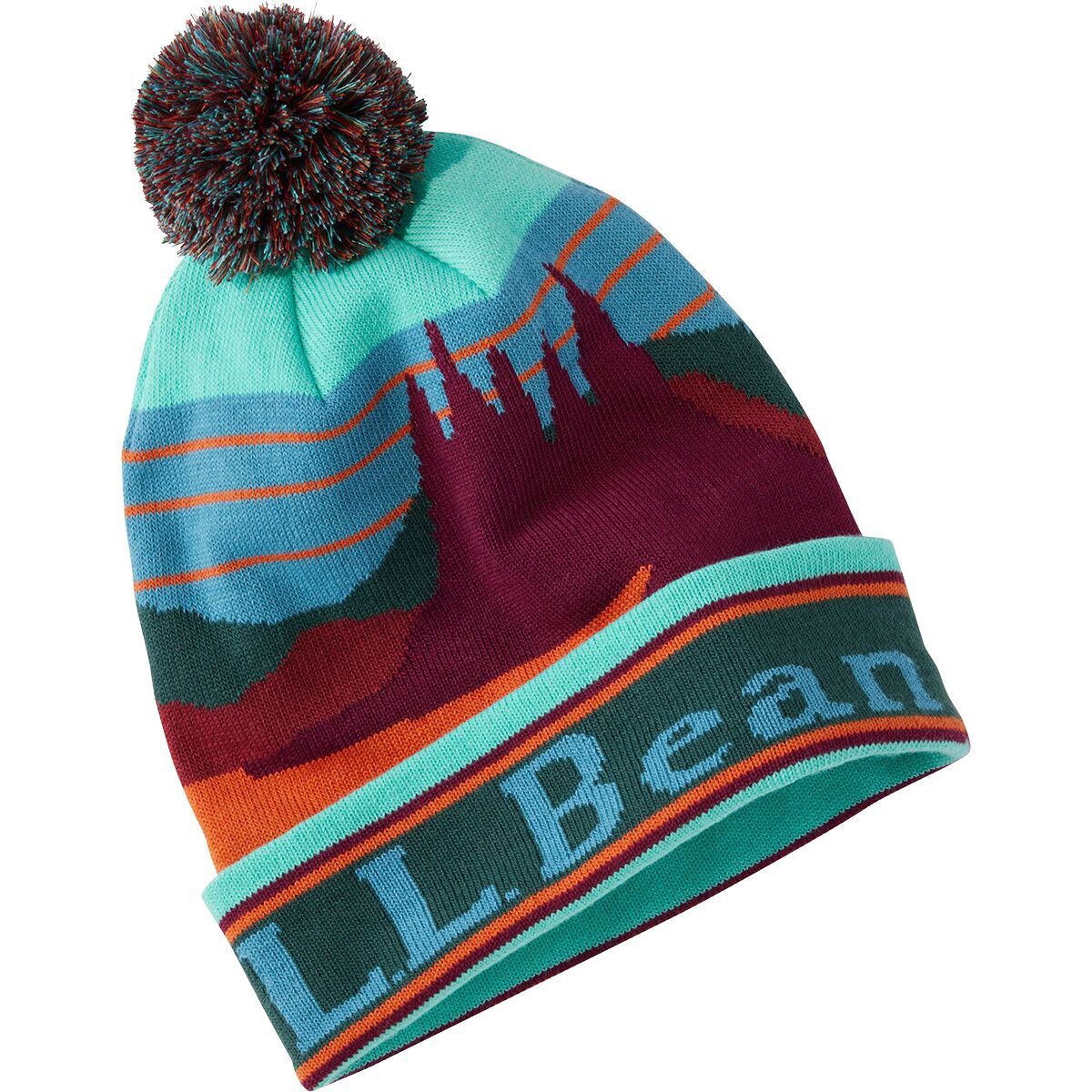 Image of L.L.Bean Katahdin Pom Graphic Hat Deepest Green/Lapis Teal, One Size