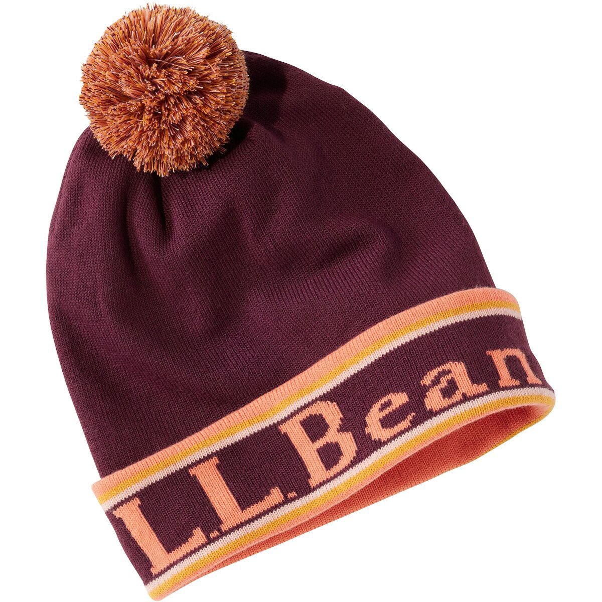 Image of L.L.Bean Katahdin Pom Graphic Hat Eggplant/Reef Coral, One Size