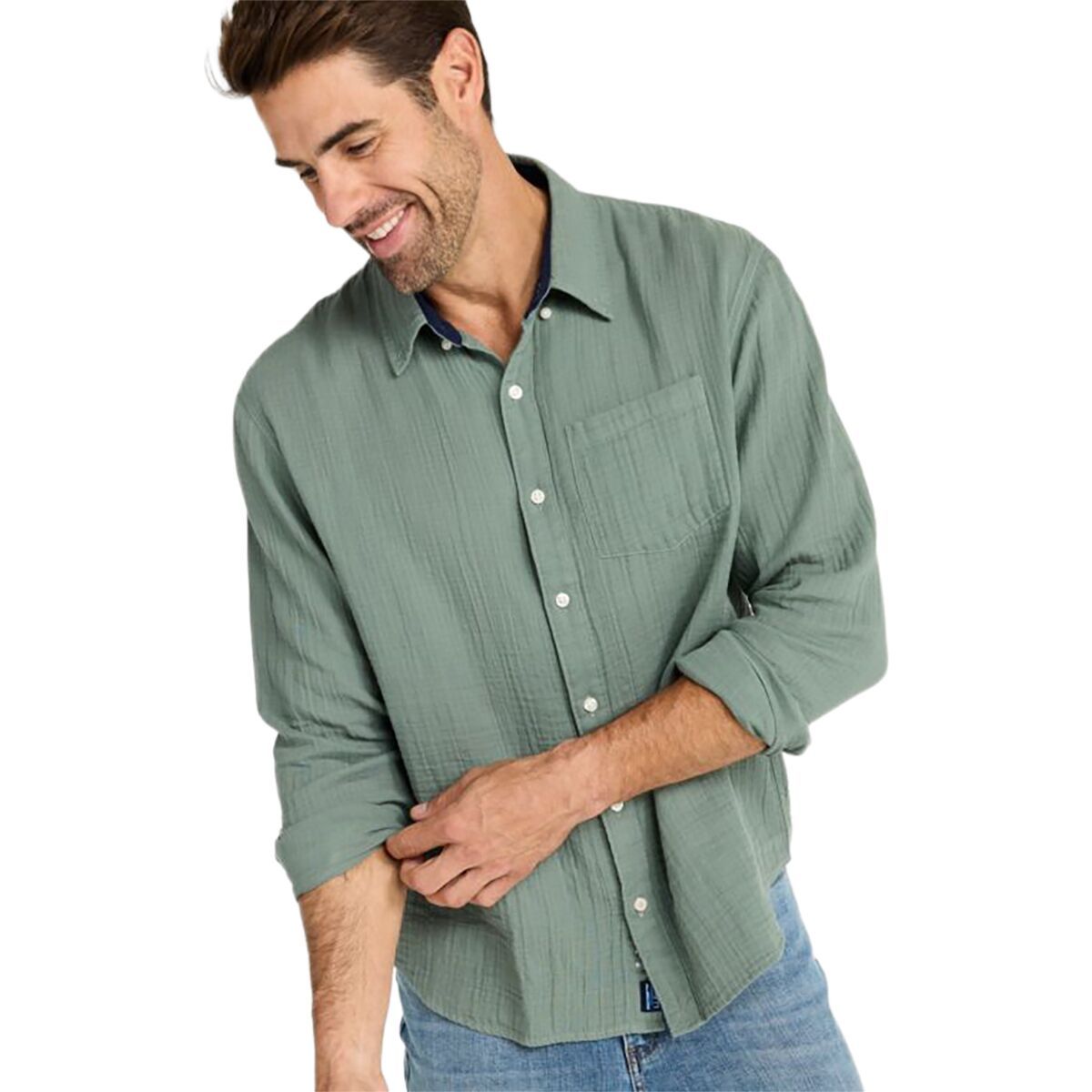 Image of L.L.Bean Cloud Gauze Slightly Fitted LS Regular Shirt - Men's Sea Green, M
