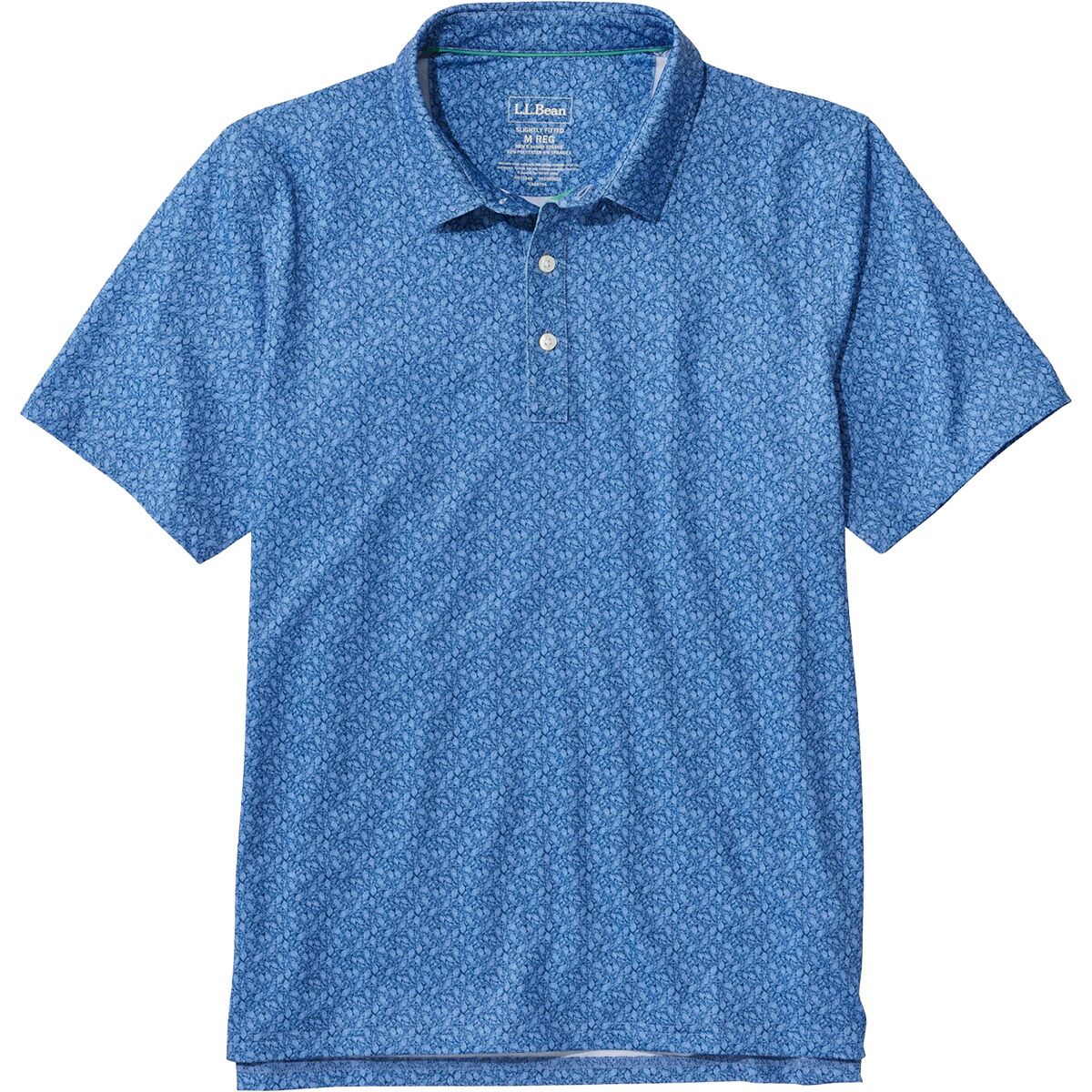 Image of L.L.Bean Comfort Stretch Perf Party SS Print Reg Polo Shirt - Men's Deep Blue Shells, XXL