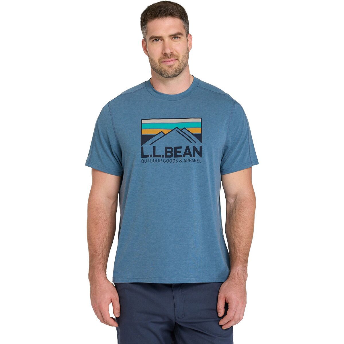 Image of L.L.Bean Everyday SunSmart Short-Sleeve Reg Graphic Shirt - Men's Sail Blue/Outdoor, M