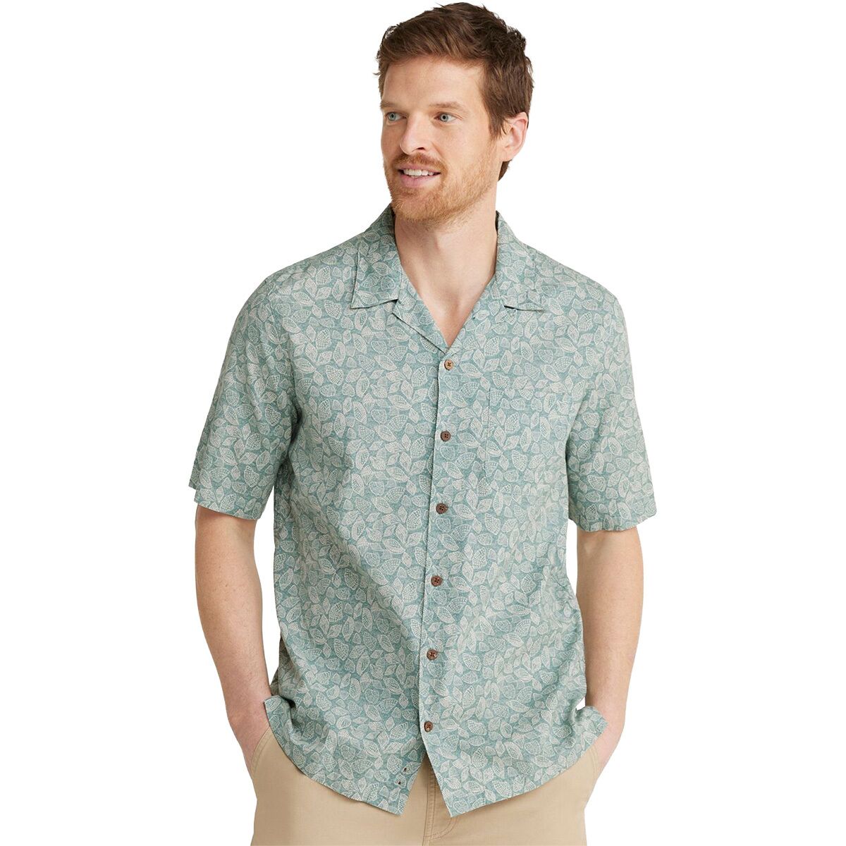 Image of L.L.Bean Tropics Traditional Fit Print SS Reg Shirt - Men's Juniper Sea Shells, XXL