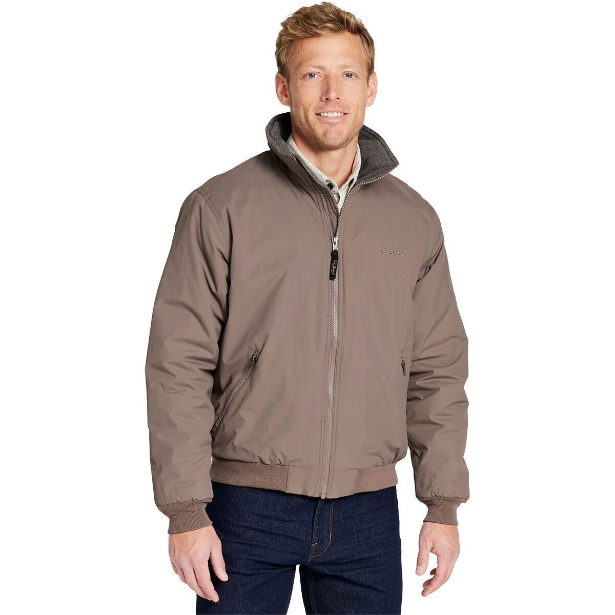 Image of L.L.Bean Warm-Up Regular Jacket - Men's Taupe Brown, M