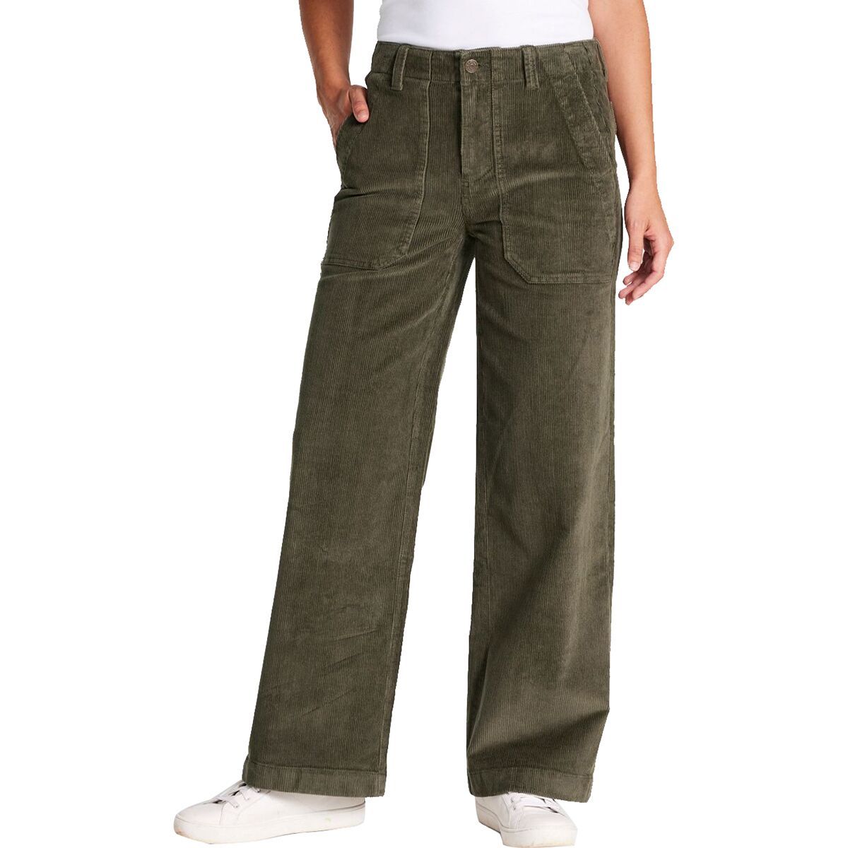 Image of L.L.Bean 207 Vintage Corduroy High Rise Wide Leg Pant - Women's Dark Loden, 2/Reg