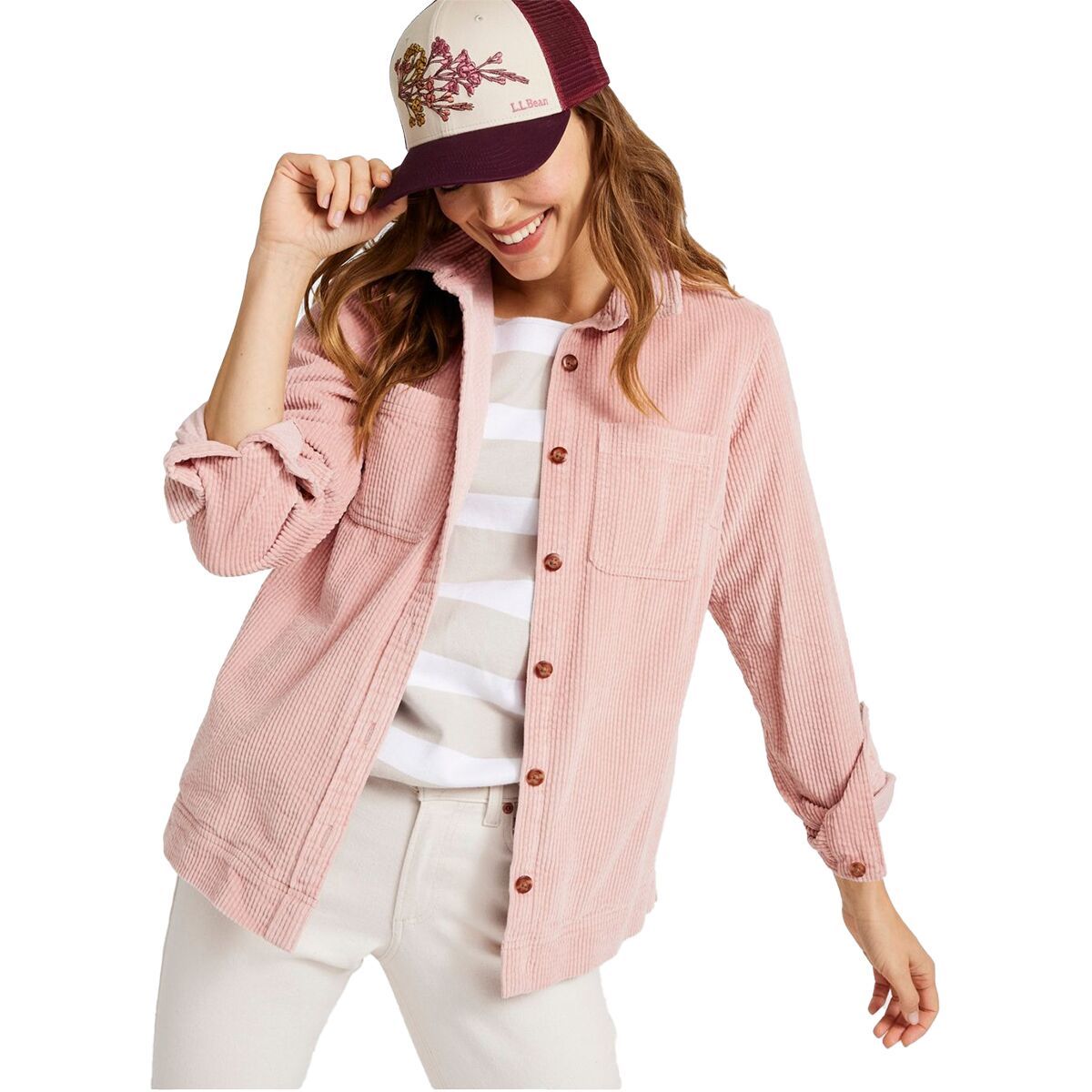 Image of L.L.Bean Comfort Corduroy Relaxed Long-Sleeve Shirt - Women's Adobe Rose, XS