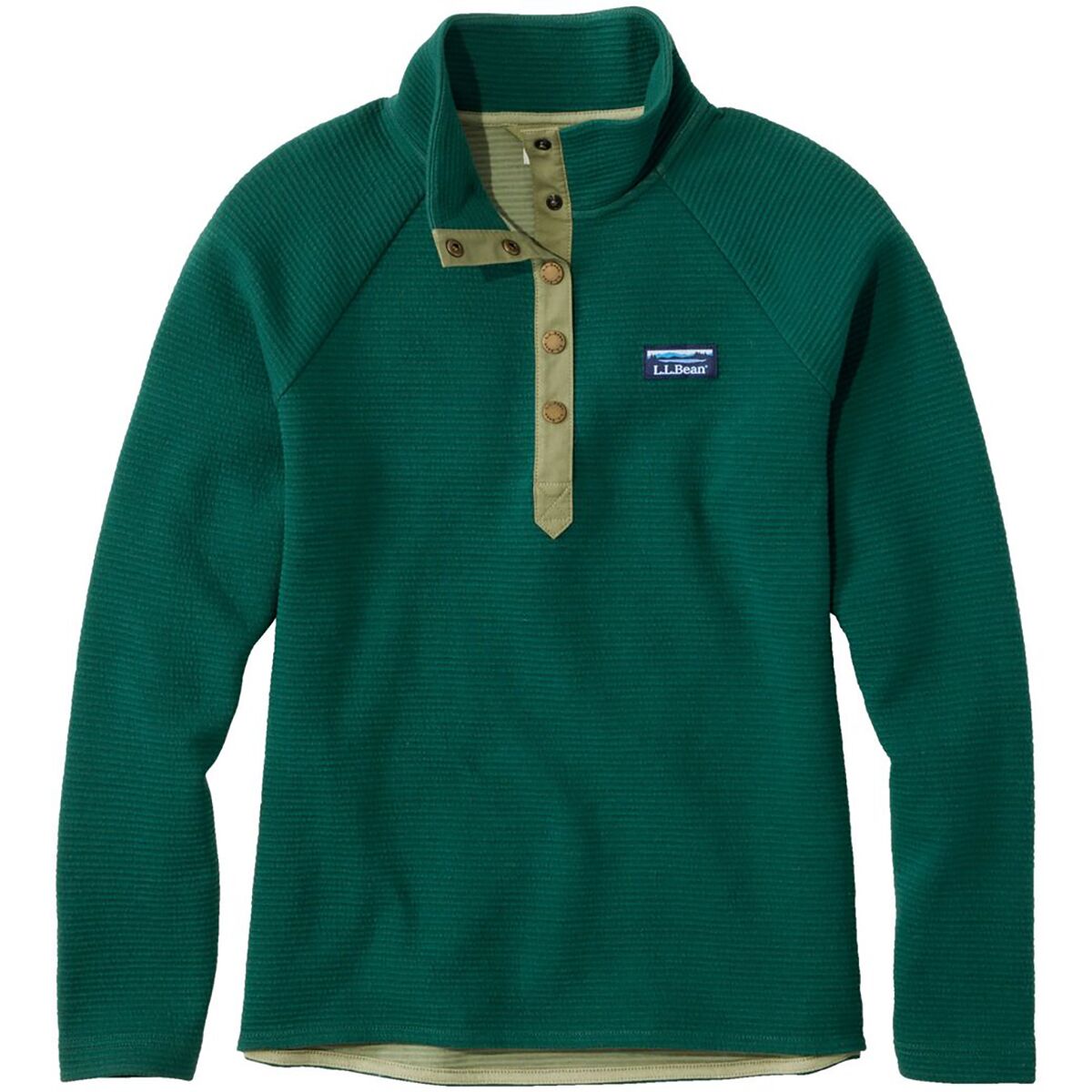 Image of L.L.Bean Lakewashed Double-Knit 1/4 Snap Pullover - Women's Deep Green, XL