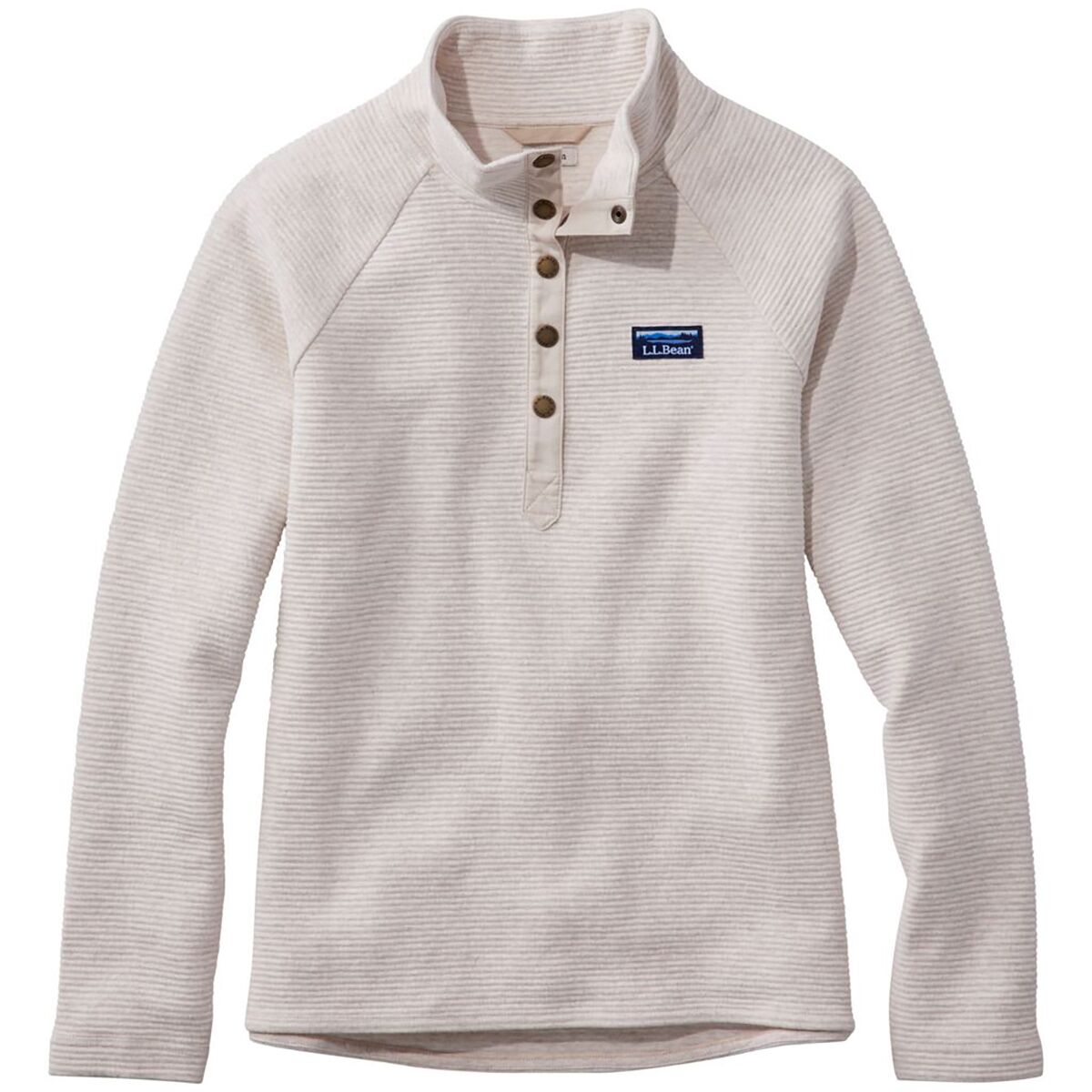 Image of L.L.Bean Lakewashed Double-Knit 1/4 Snap Pullover - Women's Oatmeal Heather, XS