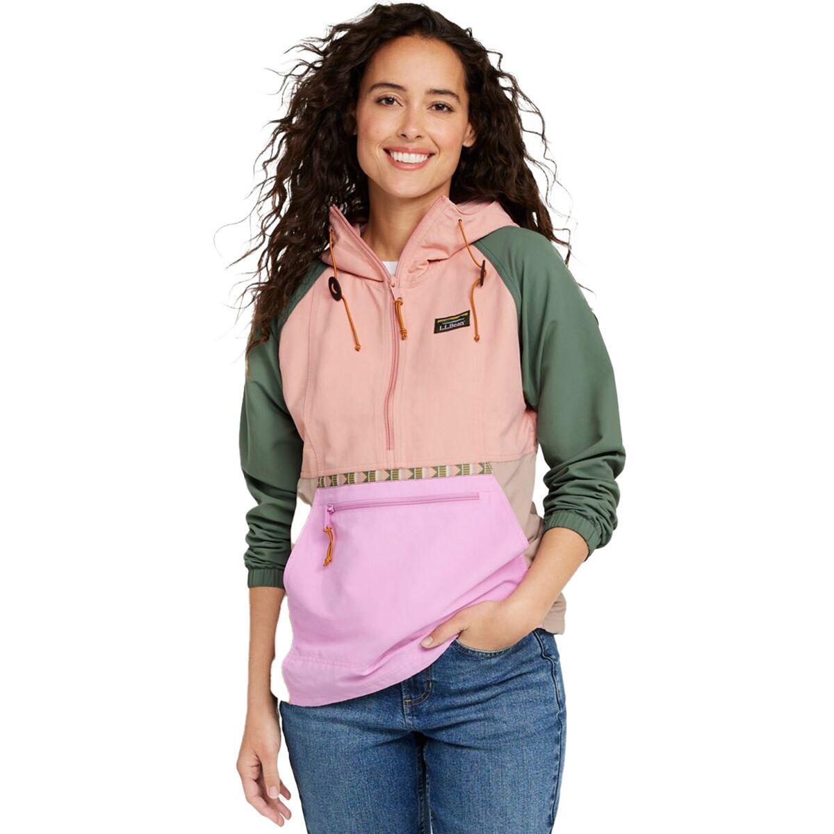 Image of L.L.Bean Mountain Classic Multi Color Anorak - Women's Adobe Rose/Crocus, XL