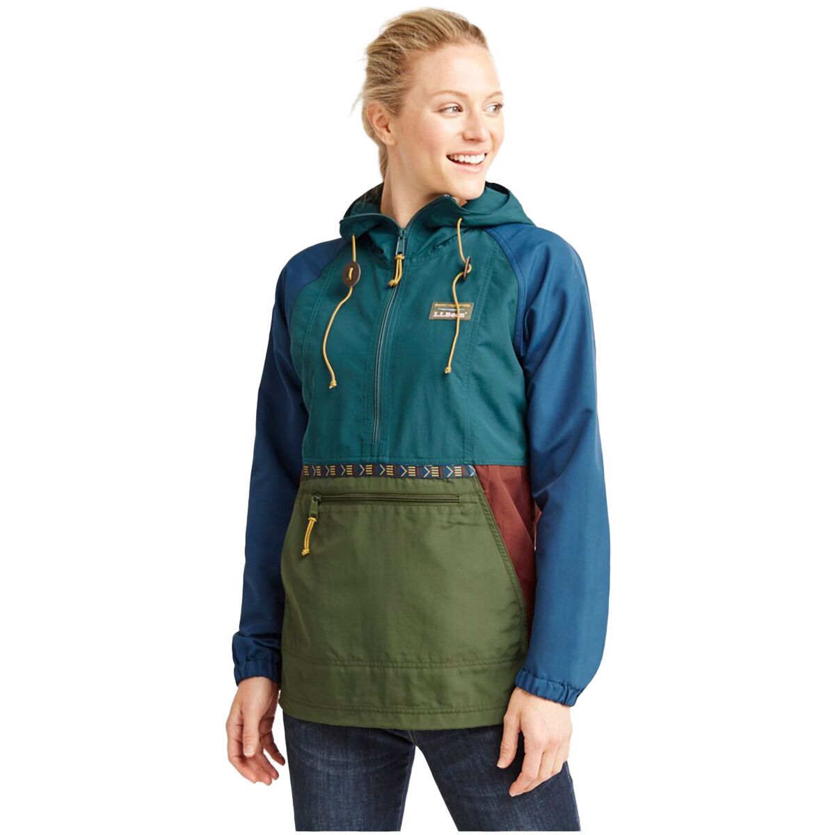 Image of L.L.Bean Mountain Classic Multi Color Anorak - Women's Spruce/Tuscan Olive, M
