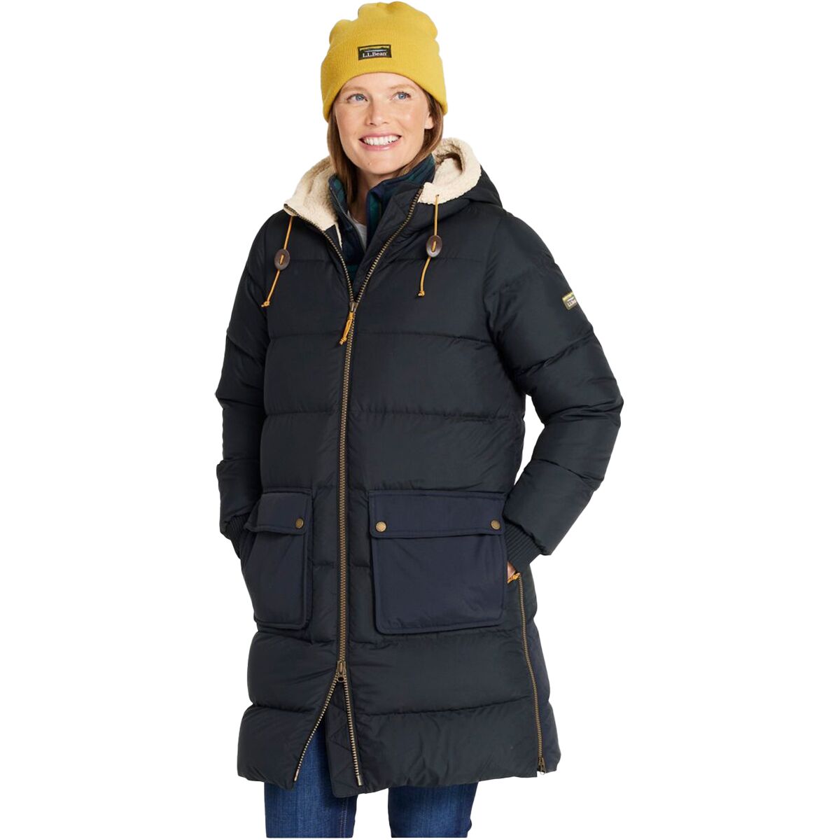 L.L.Bean Mountain Classic Sherpa-Lined Down Coat - Women's Black, L