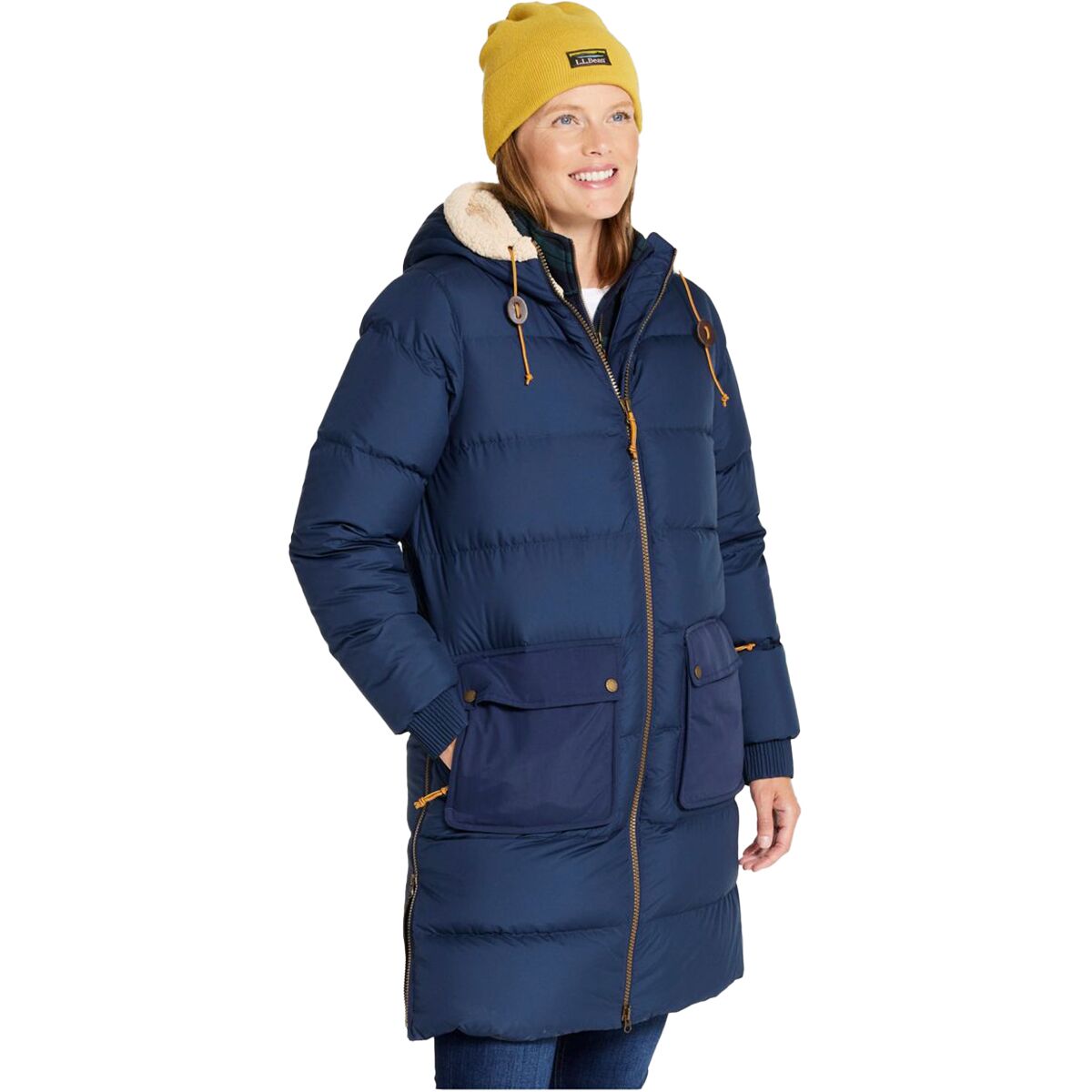 Image of L.L.Bean Mountain Classic Sherpa-Lined Down Coat - Women's Nautical Navy, S