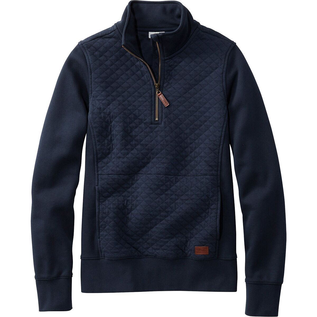 L.L.Bean L.L.Bean Quilted Long-Sleeve 1/4-Zip Pullover Sweatshirt - Women's Classic Navy, XL