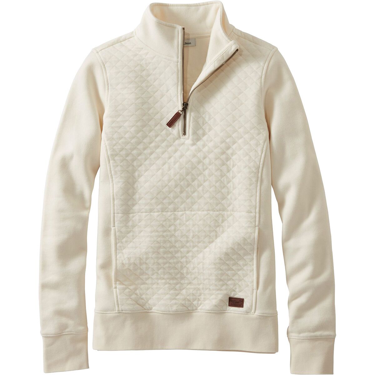 Image of L.L.Bean Quilted Long-Sleeve 1/4-Zip Pullover Sweatshirt - Women's Cream, M