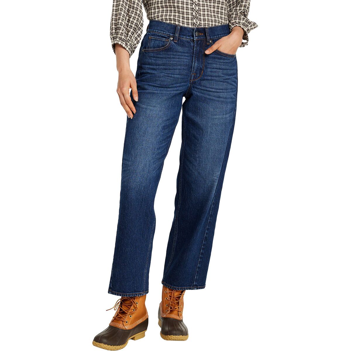 Image of L.L.Bean Signature 1912 Prem High Rise Barrel Ankle Jean -Women's Authentic Dark, 12/Reg