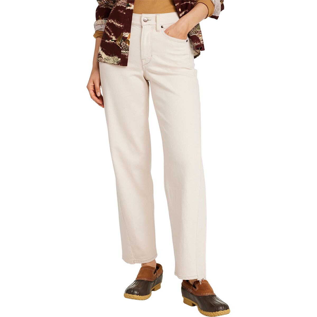 Image of L.L.Bean Signature 1912 Prem High Rise Barrel Ankle Jean -Women's Ecru, 10/Reg