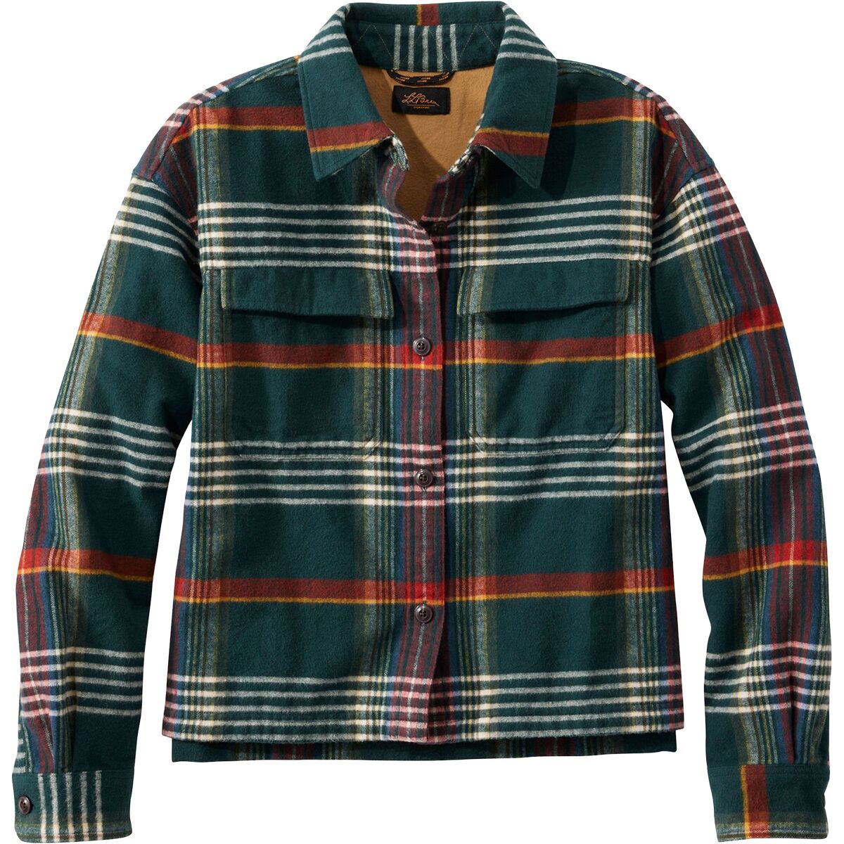 Image of L.L.Bean Signature 1933 Chamois Pattern Shirt Jacket - Women's Deepest Green Plaid, XL
