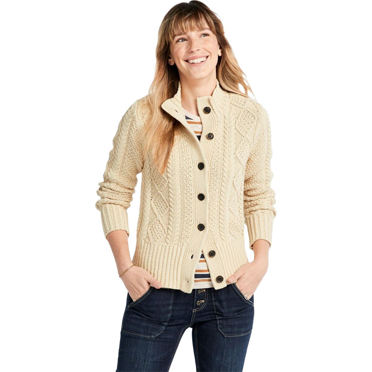 L.L.Bean Signature Cotton Fisherman Button Cardigan - Women
