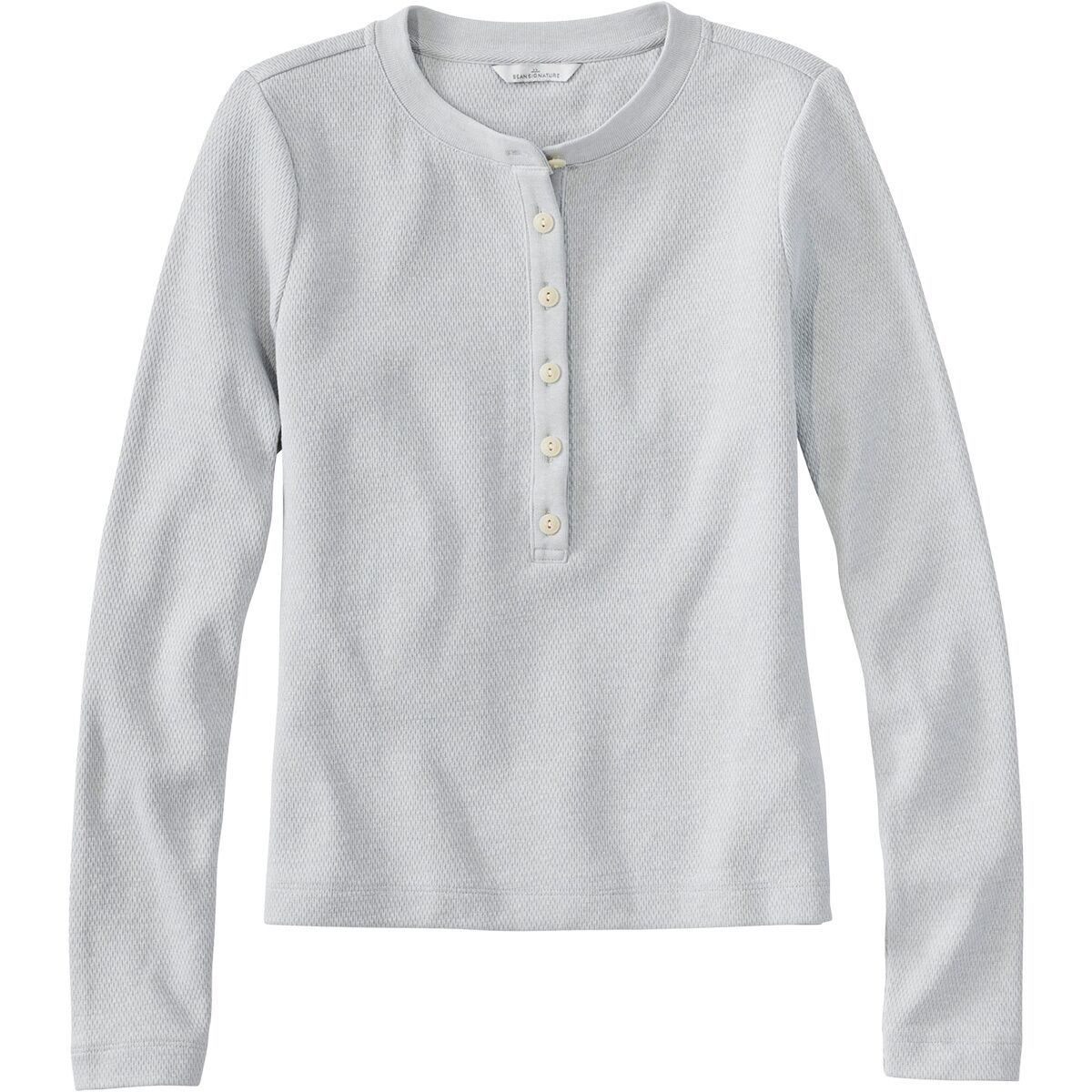 Image of L.L.Bean Signature Premium Thermal Long-Sleeve Henley Shirt - Women's Light Gray Heather, S